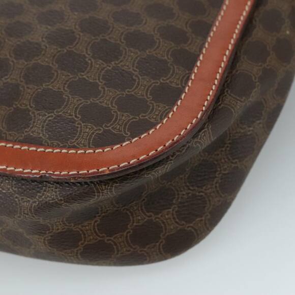 CELINE Macadam Canvas Shoulder Bag Pvc Leather Brown Gold - Picture 12 of 16